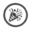 Deliver Positive Customer Experiences core value icon - a party horn