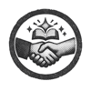 Do The Right Thing core value icon - two hands shaking below a book and star