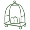 Exclusive White Glove Experience graphic with a hotel trolley.